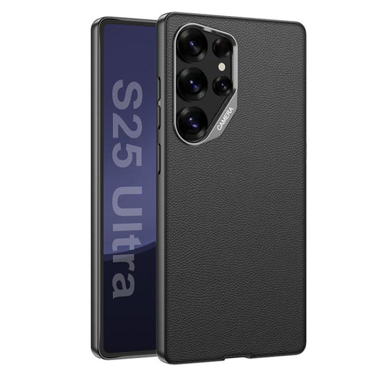For Samsung Galaxy S25 Ultra 5G GKK Metal Paint Skin Feel Leather Full Coverage Phone Case(Black)