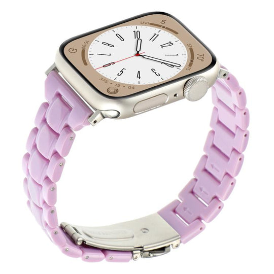 For Apple Watch 46mm / 49mm / 45mm / 44mm Small Waist Rhombus Three-bead Resin Watch Band(Purple)