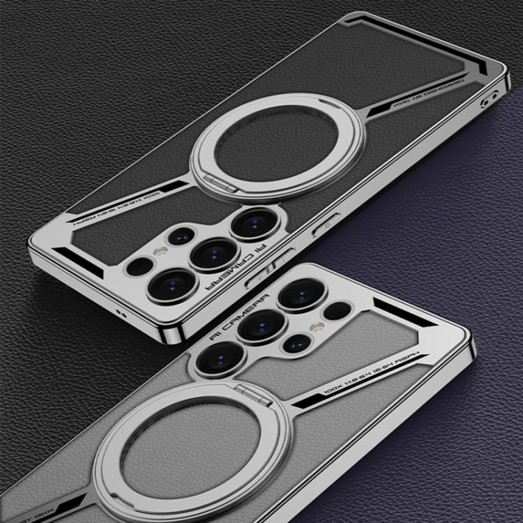 For Samsung Galaxy S25 Ultra 5G GKK Electroplating Leather Z-Shape Disassemble MagSafe Phone Case, Not Included Pen(Carbon Fiber) - Galaxy S25 Ultra 5G Cases by GKK | Online Shopping UK | buy2fix