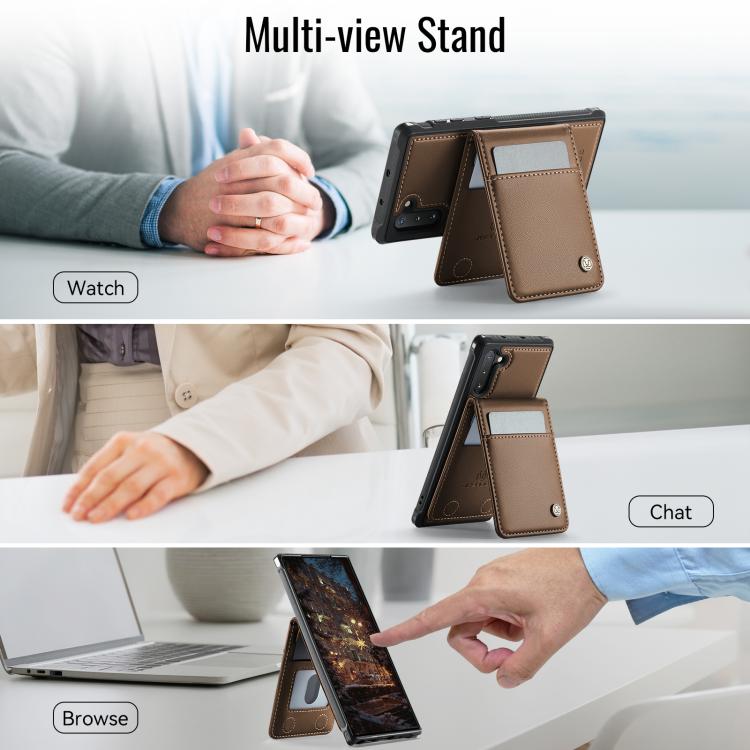 For Samsung Galaxy Note10 JEEHOOD J06 British Style RFID MagSafe Card Bag PU Phone Case(Brown) - Galaxy Phone Cases by JEEHOOD | Online Shopping UK | buy2fix