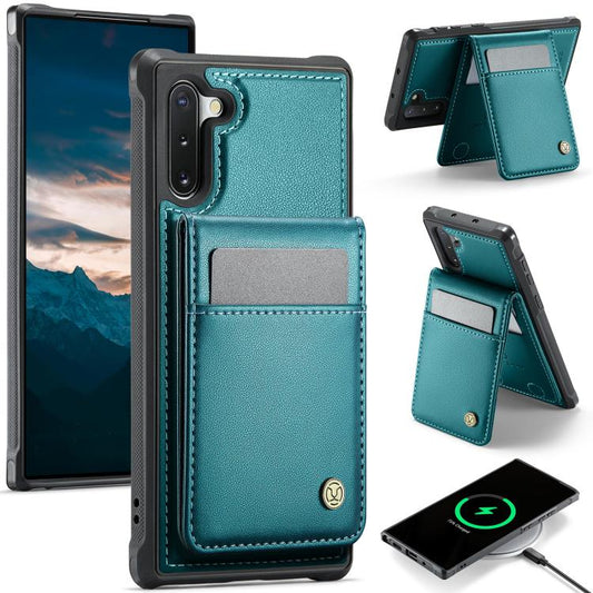 For Samsung Galaxy Note10 JEEHOOD J06 British Style RFID MagSafe Card Bag PU Phone Case(Green) - Galaxy Phone Cases by JEEHOOD | Online Shopping UK | buy2fix