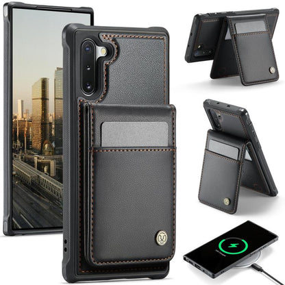 For Samsung Galaxy Note10 JEEHOOD J06 British Style RFID MagSafe Card Bag PU Phone Case(Black) - Galaxy Phone Cases by JEEHOOD | Online Shopping UK | buy2fix