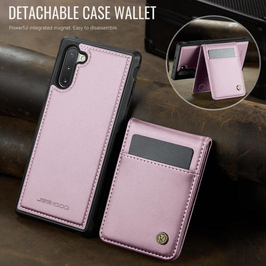 For Samsung Galaxy Note10 JEEHOOD J06 British Style RFID MagSafe Card Bag PU Phone Case(Pink) - Galaxy Phone Cases by JEEHOOD | Online Shopping UK | buy2fix