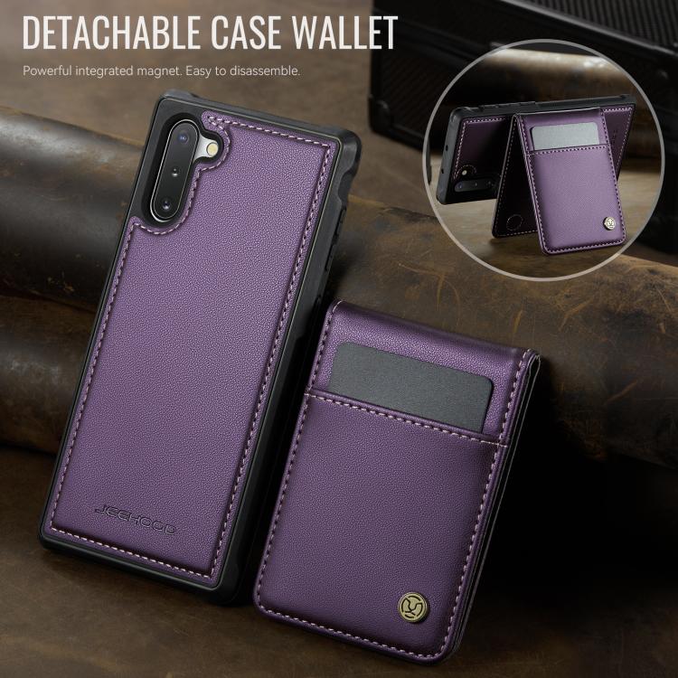 For Samsung Galaxy Note10+ JEEHOOD J06 British Style RFID MagSafe Card Bag PU Phone Case(Purple) - Galaxy Phone Cases by JEEHOOD | Online Shopping UK | buy2fix