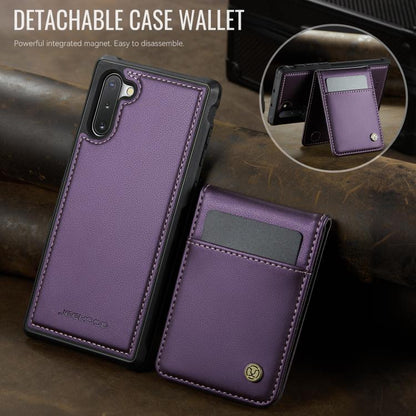For Samsung Galaxy Note10+ JEEHOOD J06 British Style RFID MagSafe Card Bag PU Phone Case(Purple) - Galaxy Phone Cases by JEEHOOD | Online Shopping UK | buy2fix
