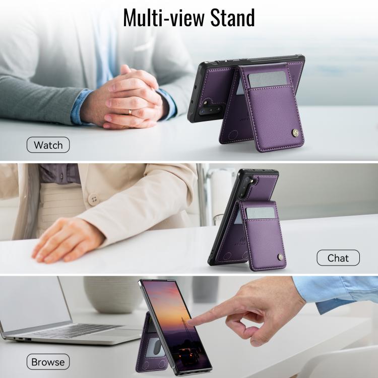 For Samsung Galaxy Note10+ JEEHOOD J06 British Style RFID MagSafe Card Bag PU Phone Case(Purple) - Galaxy Phone Cases by JEEHOOD | Online Shopping UK | buy2fix