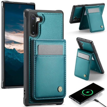 For Samsung Galaxy Note10+ JEEHOOD J06 British Style RFID MagSafe Card Bag PU Phone Case(Green) - Galaxy Phone Cases by JEEHOOD | Online Shopping UK | buy2fix