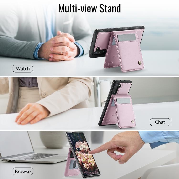 For Samsung Galaxy Note10+ JEEHOOD J06 British Style RFID MagSafe Card Bag PU Phone Case(Pink) - Galaxy Phone Cases by JEEHOOD | Online Shopping UK | buy2fix