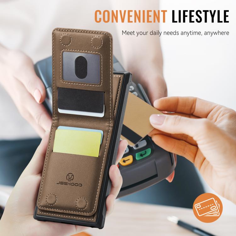 For Samsung Galaxy Note20 JEEHOOD J06 British Style RFID MagSafe Card Bag PU Phone Case(Brown) - Galaxy Note20 Cases by JEEHOOD | Online Shopping UK | buy2fix