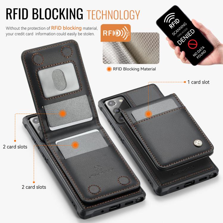 For Samsung Galaxy Note20 JEEHOOD J06 British Style RFID MagSafe Card Bag PU Phone Case(Black) - Galaxy Note20 Cases by JEEHOOD | Online Shopping UK | buy2fix