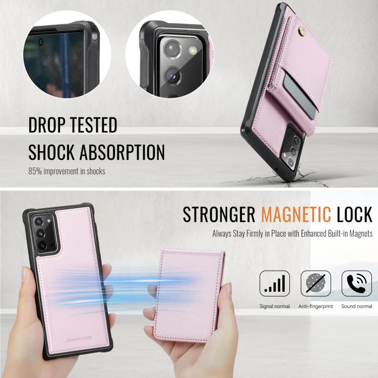 For Samsung Galaxy Note20 JEEHOOD J06 British Style RFID MagSafe Card Bag PU Phone Case(Pink) - Galaxy Note20 Cases by JEEHOOD | Online Shopping UK | buy2fix