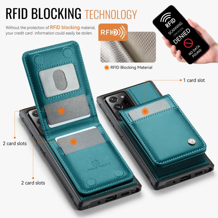For Samsung Galaxy Note20 Ultra JEEHOOD J06 British Style RFID MagSafe Card Bag PU Phone Case(Green) - Galaxy Note20 Ultra Cases by JEEHOOD | Online Shopping UK | buy2fix