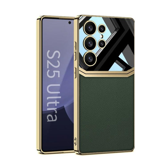 For Samsung Galaxy S25 Ultra 5G GKK Plating TPU + Leather Lens Protection Full Coverage Phone Case(Green)