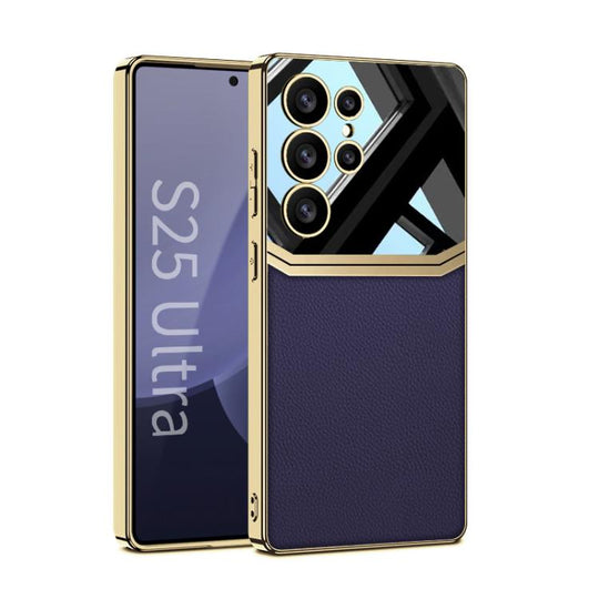 For Samsung Galaxy S25 Ultra 5G GKK Plating TPU + Leather Lens Protection Full Coverage Phone Case(Purple)