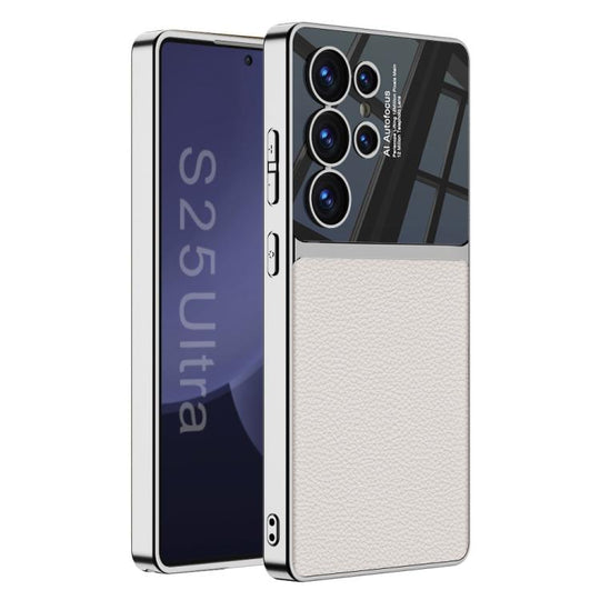 For Samsung Galaxy S25 Ultra 5G GKK Plating TPU + Leather Full Coverage Phone Case(White)