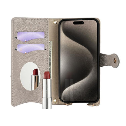 For iPhone 16 Pro Max Crossbody Chain Fishtail Litchi Leather Phone Case(Grey) - iPhone 16 Pro Max Cases by buy2fix | Online Shopping UK | buy2fix