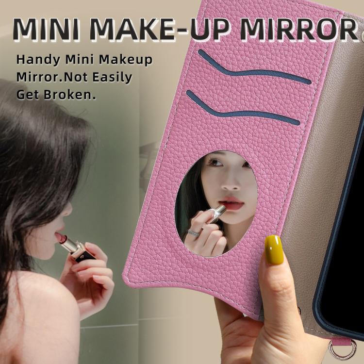 For iPhone 16 Pro Max Crossbody Chain Fishtail Litchi Leather Phone Case(Pink) - iPhone 16 Pro Max Cases by buy2fix | Online Shopping UK | buy2fix