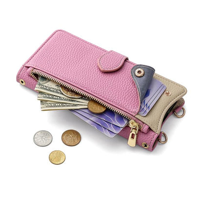 For iPhone 16 Pro Crossbody Chain Fishtail Litchi Leather Phone Case(Pink) - iPhone 16 Pro Cases by buy2fix | Online Shopping UK | buy2fix