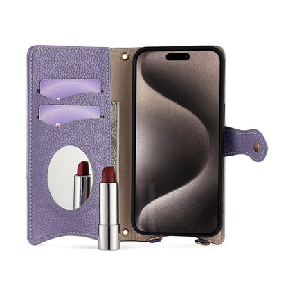 For iPhone 16 Pro Crossbody Chain Fishtail Litchi Leather Phone Case(Purple) - iPhone 16 Pro Cases by buy2fix | Online Shopping UK | buy2fix