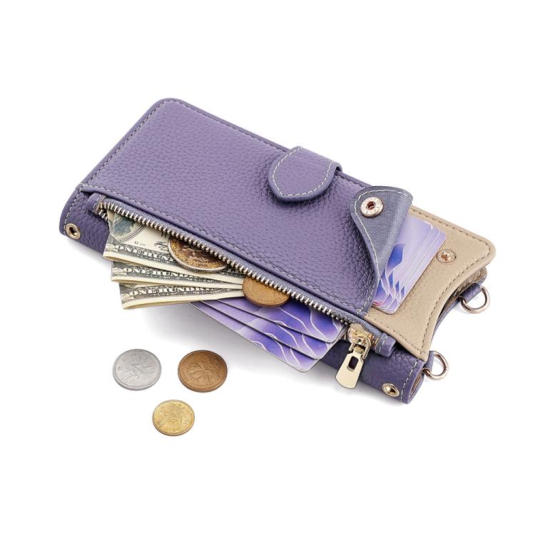 For iPhone 16 Pro Crossbody Chain Fishtail Litchi Leather Phone Case(Purple) - iPhone 16 Pro Cases by buy2fix | Online Shopping UK | buy2fix