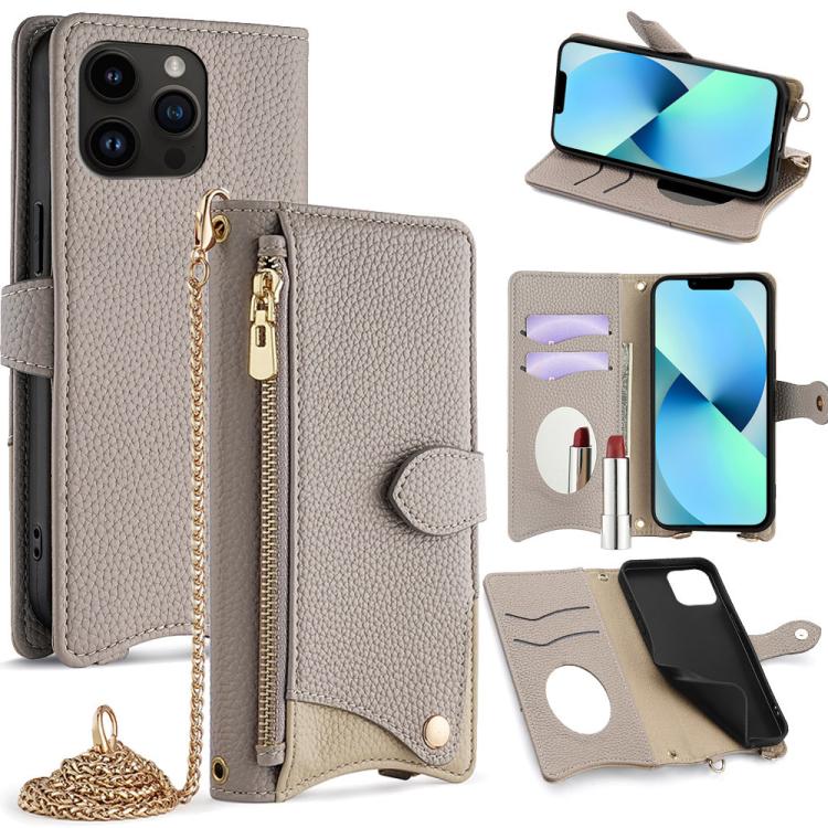 For iPhone 13 Pro Crossbody Chain Fishtail Litchi Leather Phone Case(Black) - iPhone 13 Pro Cases by buy2fix | Online Shopping UK | buy2fix