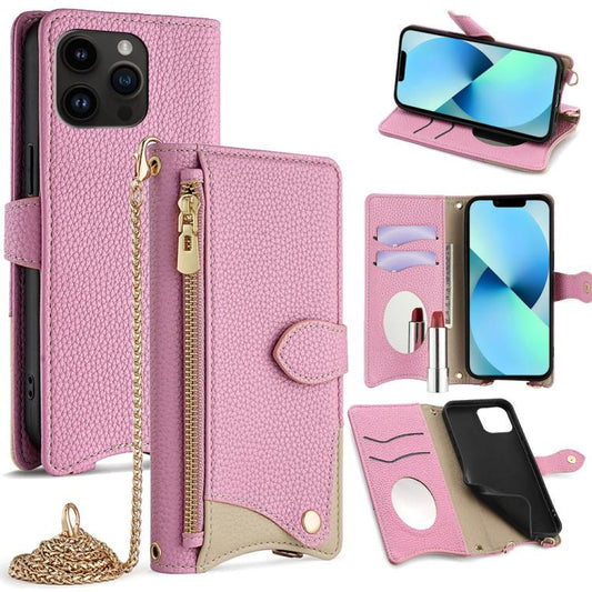 For iPhone 13 Pro Crossbody Chain Fishtail Litchi Leather Phone Case(Brown) - iPhone 13 Pro Cases by buy2fix | Online Shopping UK | buy2fix