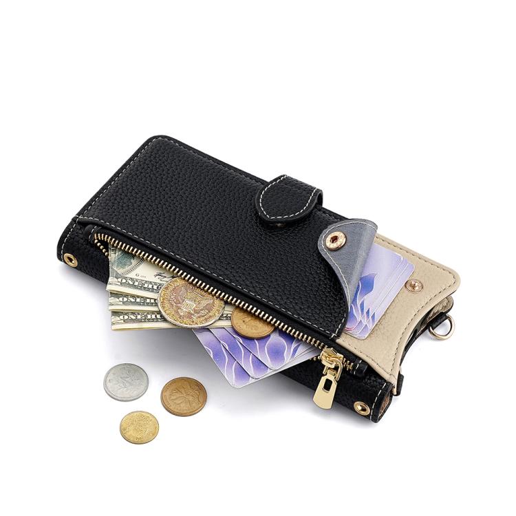For iPhone 12 / 12 Pro Crossbody Chain Fishtail Litchi Leather Phone Case(Black) - iPhone 12 / 12 Pro Cases by buy2fix | Online Shopping UK | buy2fix