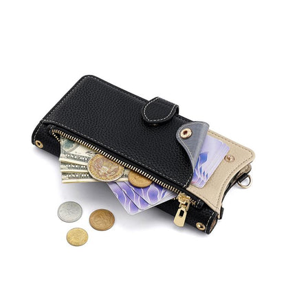 For iPhone 12 / 12 Pro Crossbody Chain Fishtail Litchi Leather Phone Case(Black) - iPhone 12 / 12 Pro Cases by buy2fix | Online Shopping UK | buy2fix