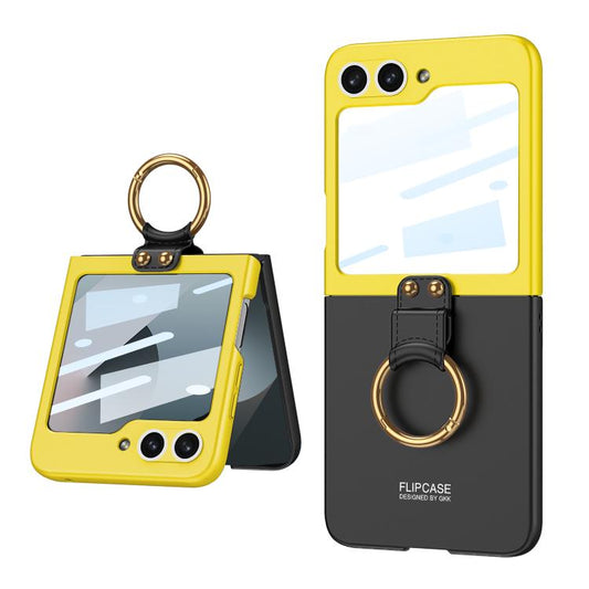 For Samsung Galaxy Z Flip6 / Flip7 FE GKK Integrated Ultra-thin Contrast Color Phone Case with Ring Holder(Black) - Galaxy Z Flip6 5G Cases by GKK | Online Shopping UK | buy2fix