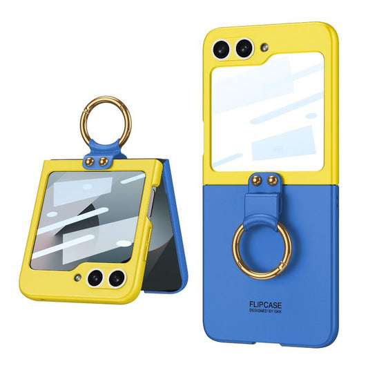 For Samsung Galaxy Z Flip6 / Flip7 FE GKK Integrated Ultra-thin Contrast Color Phone Case with Ring Holder(Blue) - Galaxy Z Flip6 5G Cases by GKK | Online Shopping UK | buy2fix