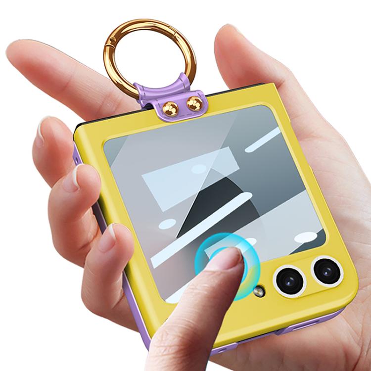 For Samsung Galaxy Z Flip6 / Flip7 FE GKK Integrated Ultra-thin Contrast Color Phone Case with Ring Holder(Blue) - Galaxy Z Flip6 5G Cases by GKK | Online Shopping UK | buy2fix