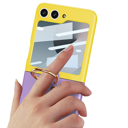 For Samsung Galaxy Z Flip6 / Flip7 FE GKK Integrated Ultra-thin Contrast Color Phone Case with Ring Holder(Blue) - Galaxy Z Flip6 5G Cases by GKK | Online Shopping UK | buy2fix