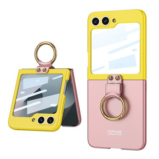 For Samsung Galaxy Z Flip6 / Flip7 FE GKK Integrated Ultra-thin Contrast Color Phone Case with Ring Holder(Pink) - Galaxy Z Flip6 5G Cases by GKK | Online Shopping UK | buy2fix