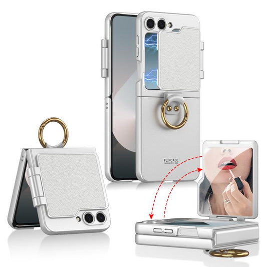 For Samsung Galaxy Z Flip6 GKK Ultra-thin Makeup Full Coverage Phone Case with Ring Holder(Silver) - Galaxy Z Flip6 5G Cases by GKK | Online Shopping UK | buy2fix