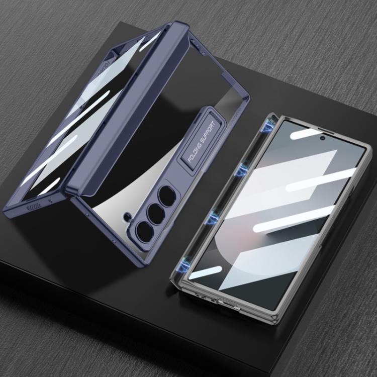 For Samsung Galaxy Z Fold6 GKK Integrated Magnetic Phantom Hinge Phone Case with Holder(Blue) - Galaxy Z Fold6 5G Cases by GKK | Online Shopping UK | buy2fix