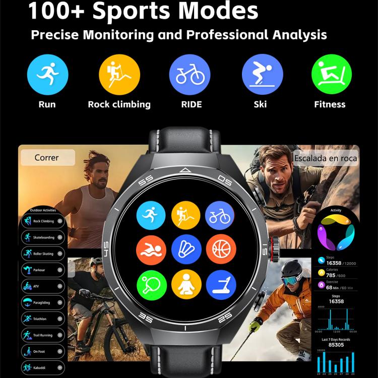 GT97 1.53 inch Round Screen 2 in 1 Bluetooth Earphone Silicone Strap Smart Watch Supports Bluetooth Calls(Black) - Smart Watches by buy2fix | Online Shopping UK | buy2fix