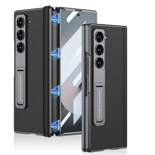 For Samsung Galaxy Z Fold6 GKK Integrated Magnetic Phantom Leather Hinge Phone Case with Holder(Black) - Galaxy Z Fold6 5G Cases by GKK | Online Shopping UK | buy2fix