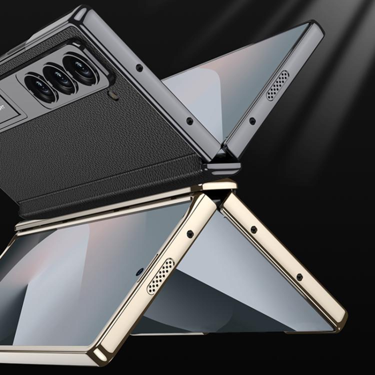 For Samsung Galaxy Z Fold6 GKK Integrated Magnetic Phantom Leather Hinge Phone Case with Holder(Gold Black) - Galaxy Z Fold6 5G Cases by GKK | Online Shopping UK | buy2fix