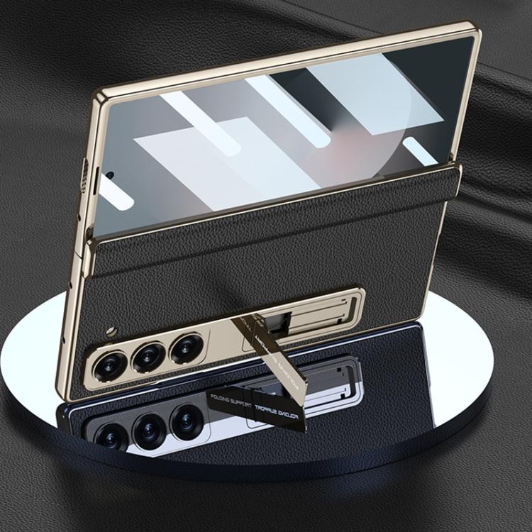For Samsung Galaxy Z Fold6 GKK Integrated Magnetic Phantom Leather Hinge Phone Case with Holder(Gold Black) - Galaxy Z Fold6 5G Cases by GKK | Online Shopping UK | buy2fix