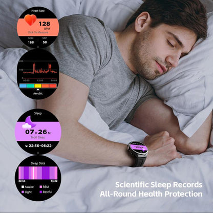 GT97 1.53 inch Round Screen 2 in 1 Bluetooth Earphone Leather Strap Smart Watch Supports Bluetooth Calls(Black) - Smart Watches by buy2fix | Online Shopping UK | buy2fix