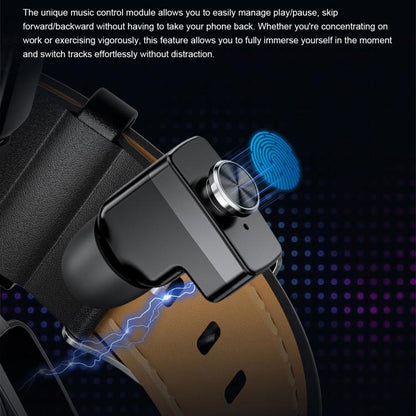 GT97 1.53 inch Round Screen 2 in 1 Bluetooth Earphone Leather Strap Smart Watch Supports Bluetooth Calls(Black) - Smart Watches by buy2fix | Online Shopping UK | buy2fix
