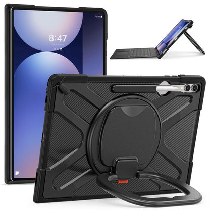 For Samsung Galaxy Tab S10 Ultra / S9 Ultra Handle Kickstand Silicone Hybrid PC Tablet Case(Black) - Tab S10 Ultra Cases by buy2fix | Online Shopping UK | buy2fix