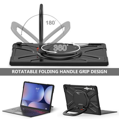 For Samsung Galaxy Tab S10 Ultra / S9 Ultra Handle Kickstand Silicone Hybrid PC Tablet Case(Black) - Tab S10 Ultra Cases by buy2fix | Online Shopping UK | buy2fix