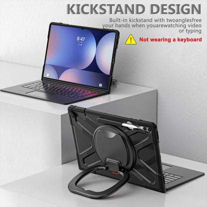 For Samsung Galaxy Tab S10 Ultra / S9 Ultra Handle Kickstand Silicone Hybrid PC Tablet Case(Black) - Tab S10 Ultra Cases by buy2fix | Online Shopping UK | buy2fix