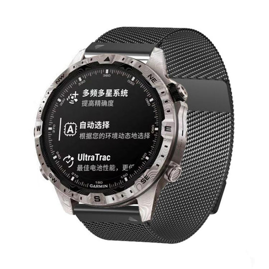 For Garmin Watch 26mm Milanese Dual Section Magnetic Metal Watch Band(Titanium Gray)