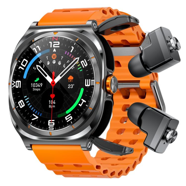 GT98 1.53 inch 2 in 1 Bluetooth Headphone IP67 Waterproof Smart Watch Supports Blood Oxygen Monitoring(Black Orange) - Smart Watches by buy2fix | Online Shopping UK | buy2fix