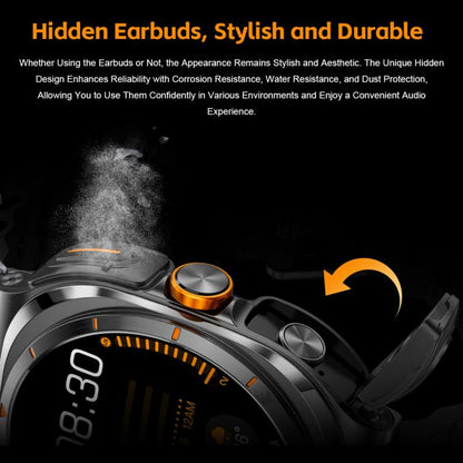GT98 1.53 inch 2 in 1 Bluetooth Headphone IP67 Waterproof Smart Watch Supports Blood Oxygen Monitoring(Black Orange) - Smart Watches by buy2fix | Online Shopping UK | buy2fix