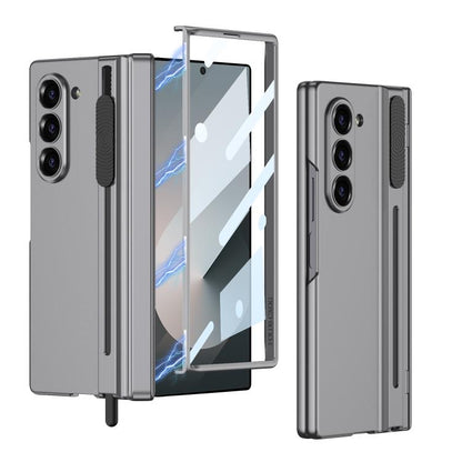 For Samsung Galaxy Z Fold6 GKK Integrated Magnetic Folding Hinge Adjust Gear Phone Case with Pen Slots(Mountain Gray) - Galaxy Z Fold6 5G Cases by GKK | Online Shopping UK | buy2fix
