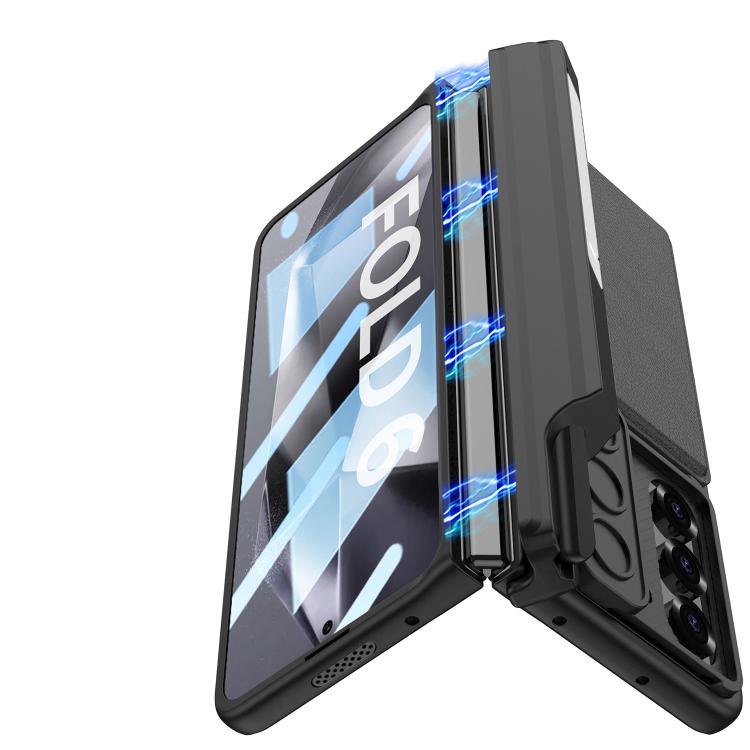 For Samsung Galaxy Z Fold6 GKK Integrated Magnetic Folding Hinge Sliding Lens Cover Card Bag Phone Case with Pen Slots(Black) - Galaxy Z Fold6 5G Cases by GKK | Online Shopping UK | buy2fix