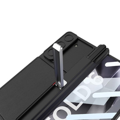 For Samsung Galaxy Z Fold6 GKK Integrated Magnetic Folding Hinge Sliding Lens Cover Card Bag Phone Case with Pen Slots(Black) - Galaxy Z Fold6 5G Cases by GKK | Online Shopping UK | buy2fix